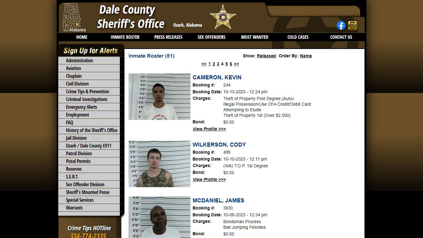 Inmate Roster - Page 4 Current Inmates Booking Date Descending - Dale ...